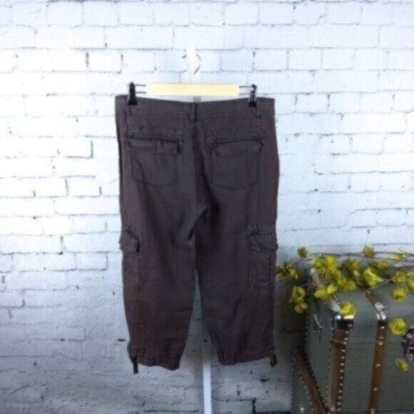 Joie Linen Cropped Cargo Pants Capris Brown Size Size 4 - Picture 2 of 6